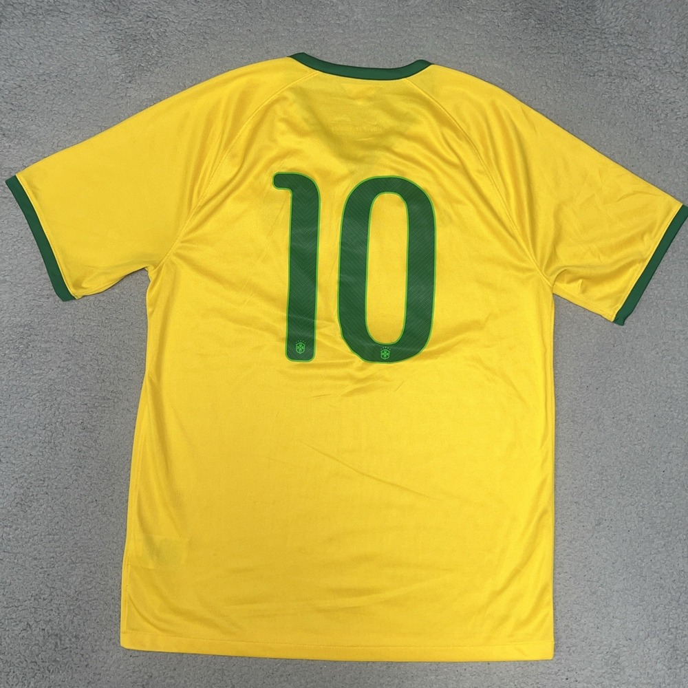 Nike Brazil Neymar 2014 World Cup Jersey Men's Sz L Yellow Blank #10 575281-703